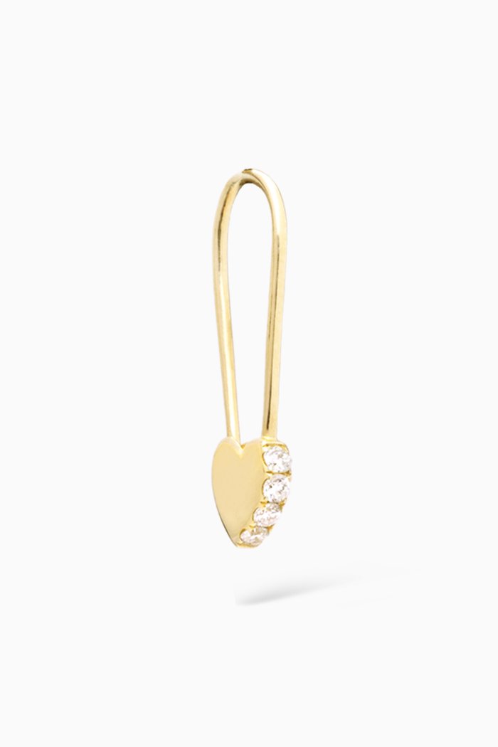 

Love Safety Pin Earring with Diamonds in 14kt Yellow Gold