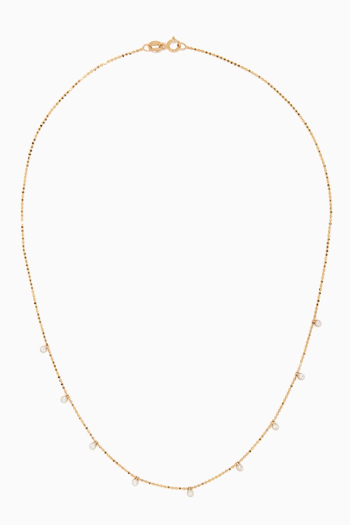 

Teeny Dangling Diamond Bead Chain Necklace in 14kt Yellow Gold