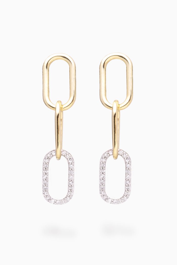 Diamond Linked Up Earrings in 10kt Yellow Gold