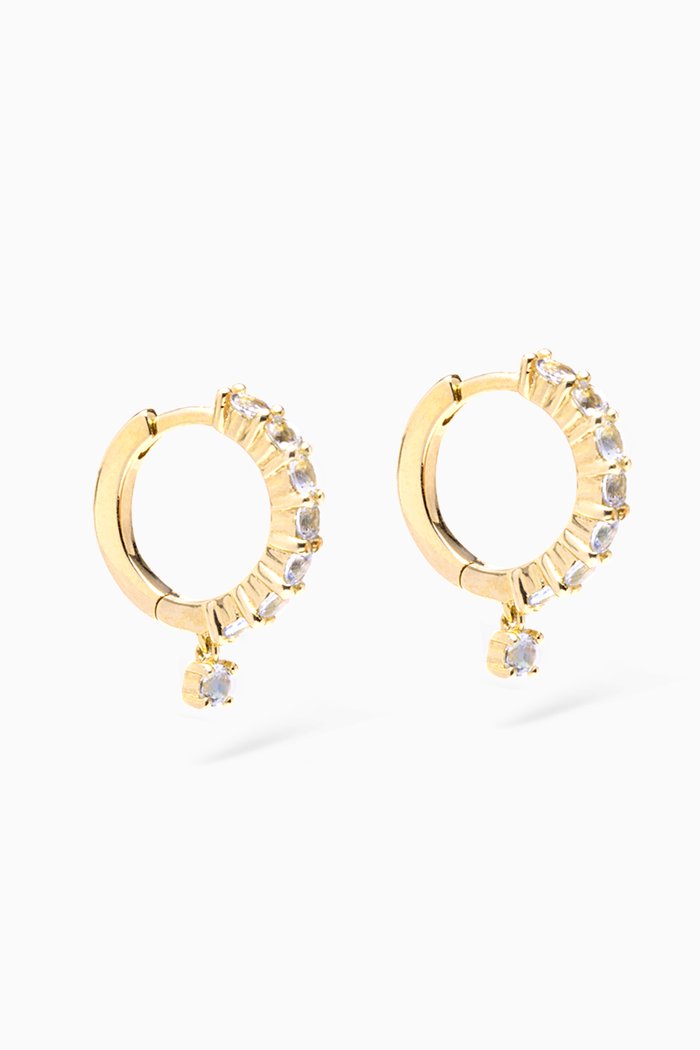 Icicle Aquamarine Huggies in 14kt Yellow Gold
