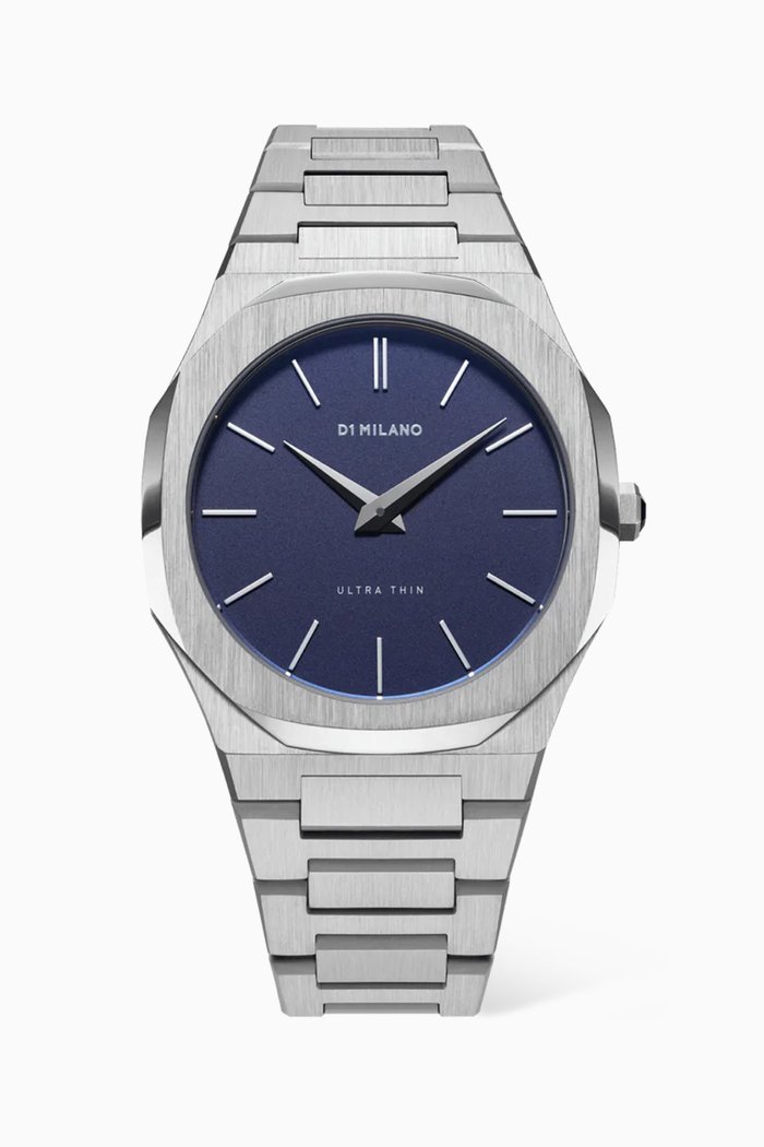 

Ultra Thin Bracelet Quartz Stainless Steel Watch, 38mm, Blue