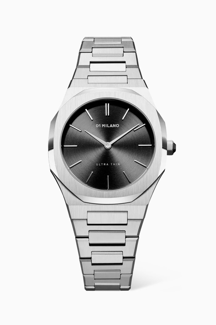 

Ultra Thin Bracelet Quartz Stainless Steel Watch, 34mm, Black