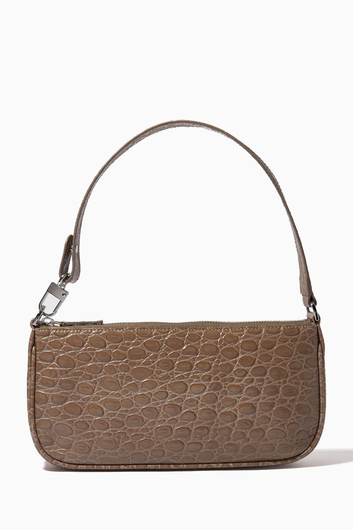 

Rachel Bag in Circular Croco Embossed Leather, Grey