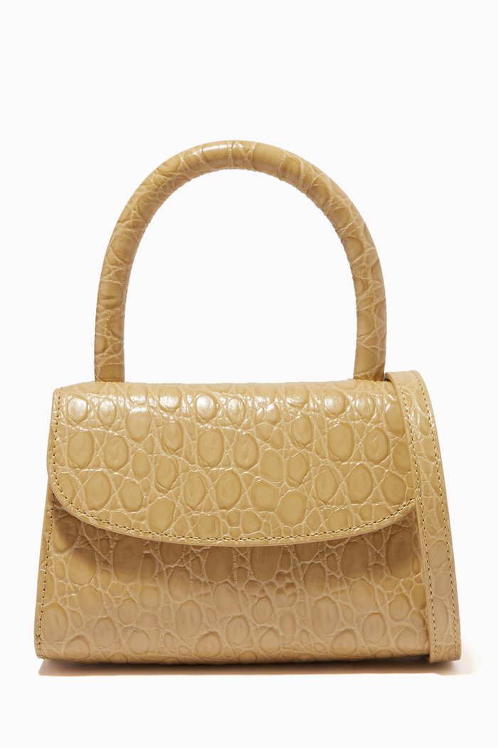 

Mini Bag in Circular Croco Embossed Leather, Neutral