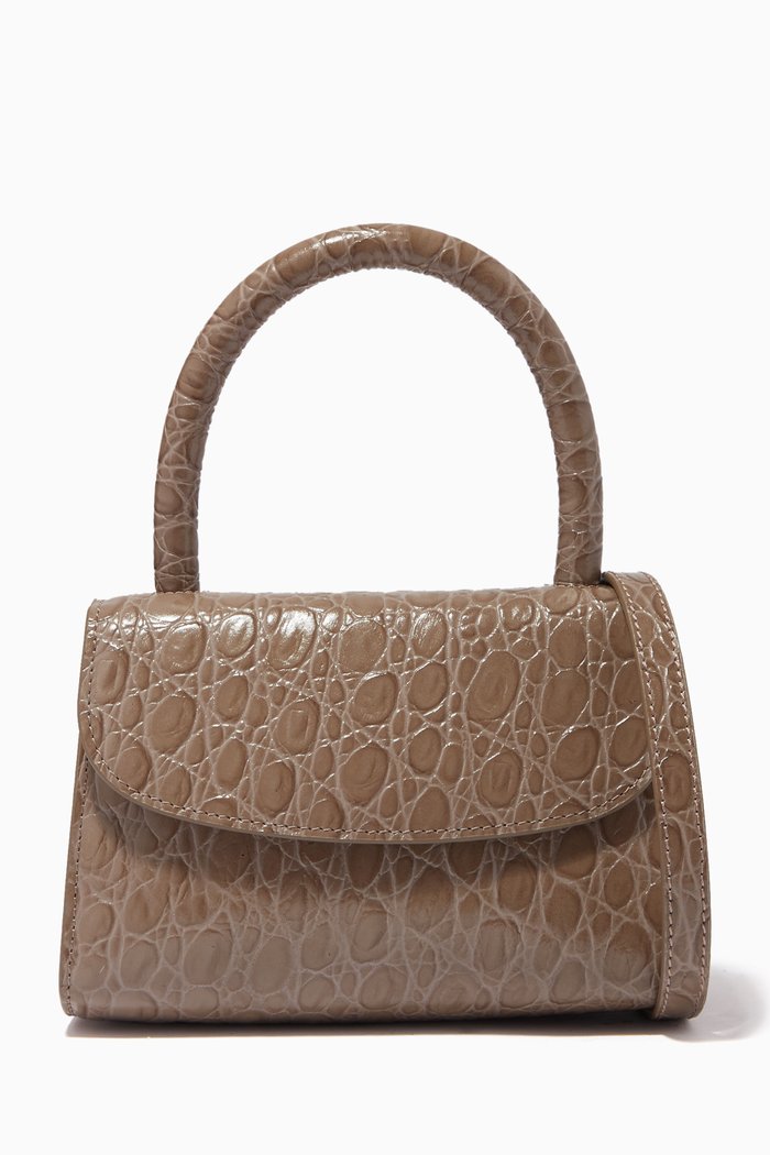 

Mini Bag in Circular Croco Embossed Leather, Grey