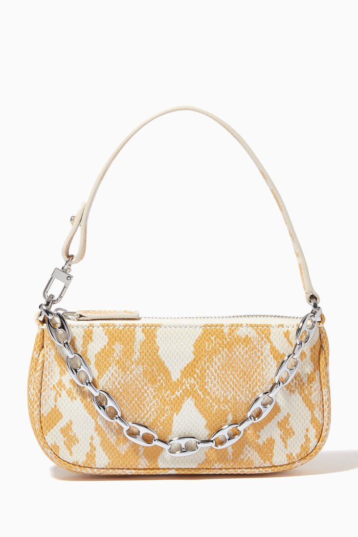 

Mini Rachel Bag in Snake Print Leather, Yellow
