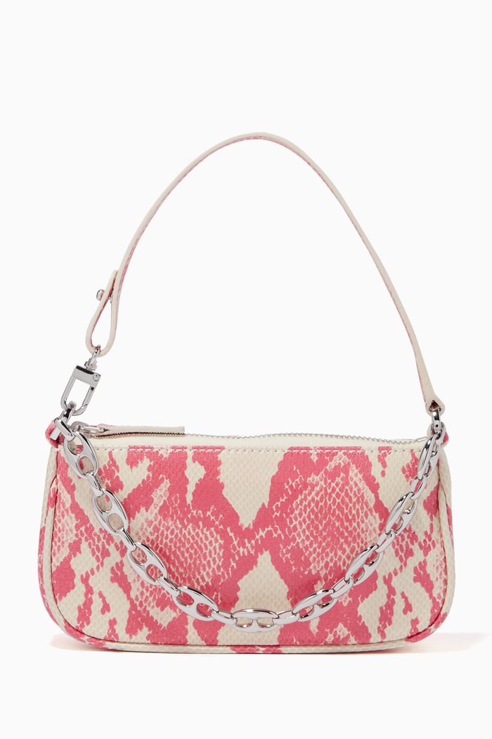 

Mini Rachel Bag in Snake Print Leather, Pink