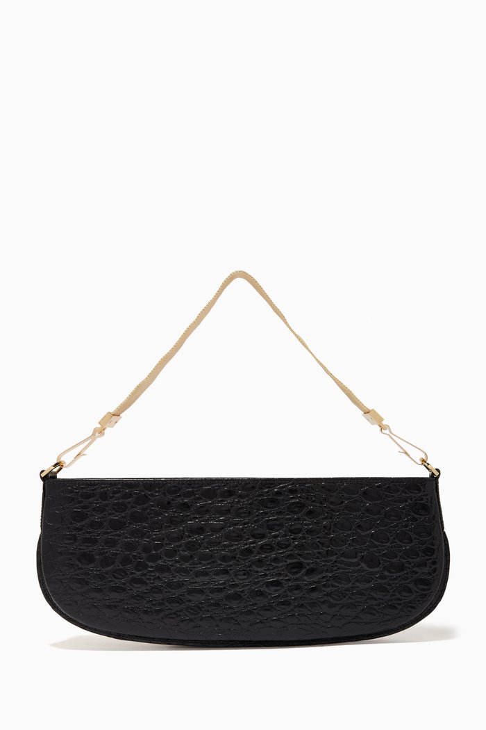 

Beverly Bag in Circular Croco Embossed Leather, Black