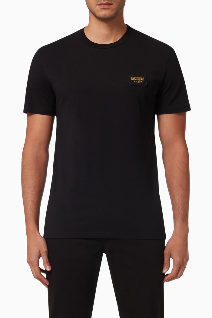 

Label Patch T-shirt in Cotton, Black
