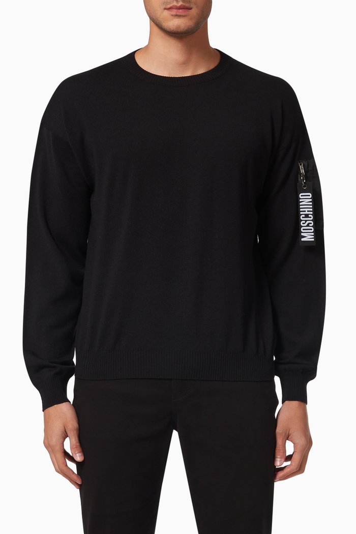 

Zip Logo Sweatshirt in Cotton, Black