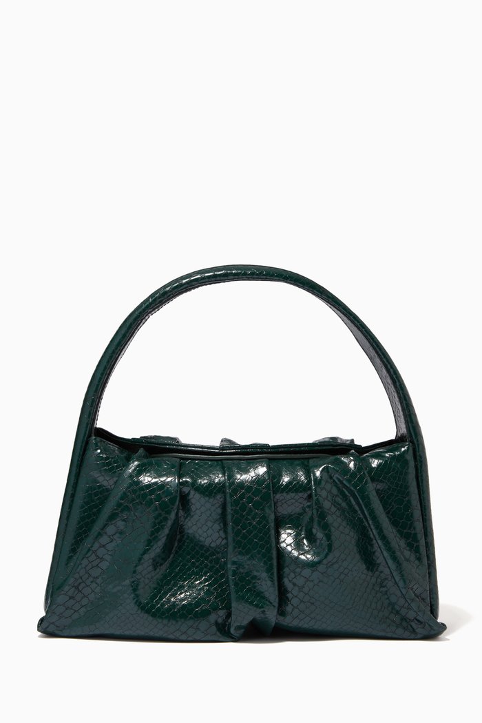 

Hera Shoulder Bag in Snake Print Vegan Leather, Green