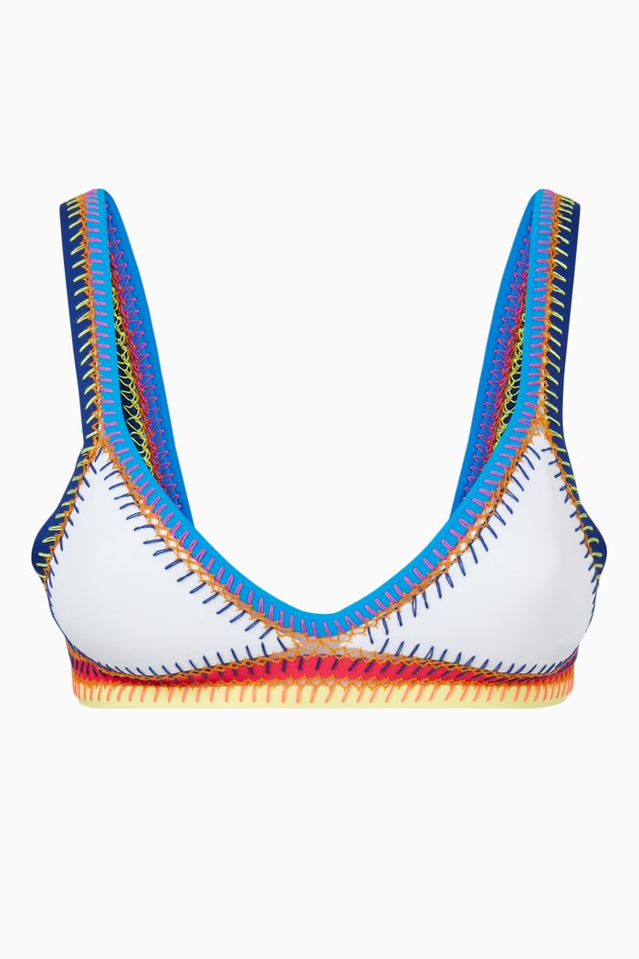 Ocean of the Moon Bikini Top, White