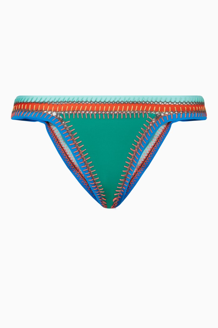 Ma Wow Reversible Bikini Bottom in Nylon, Green