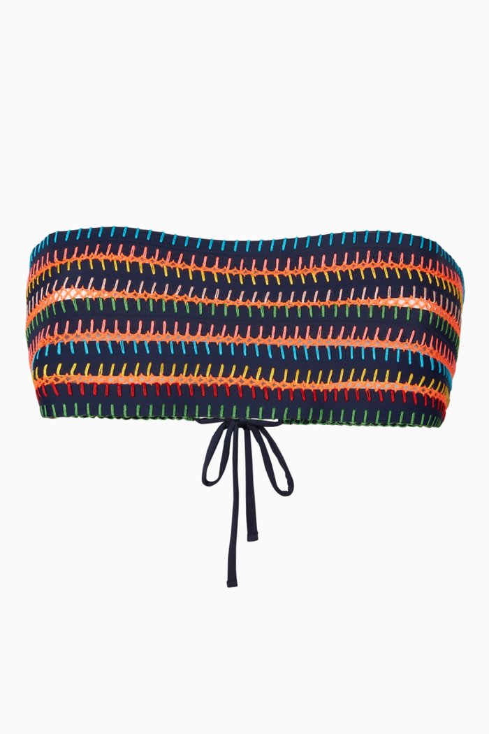 

Ciao Amore Stripe Reversible Bikini Top in Stretch Nylon, Blue