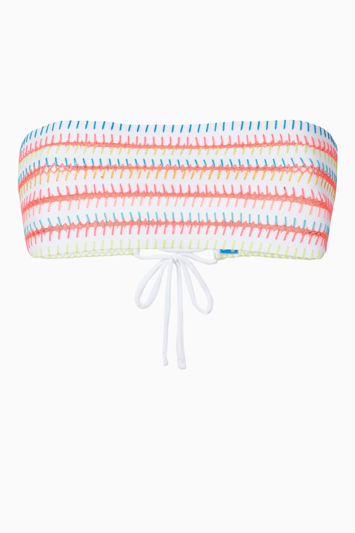 

Americana Stripe Reversible Bikini Top in Stretch Nylon, White