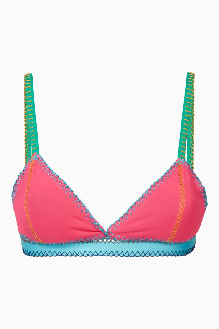 

Gitane Skini Reversible Bikini Top in Stretch Nylon, Pink