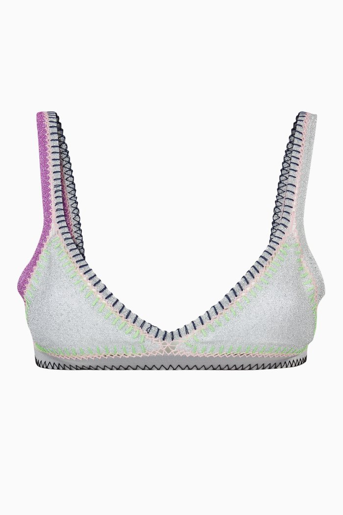 Solar Tri-Star Reversible Bikini Top, Silver