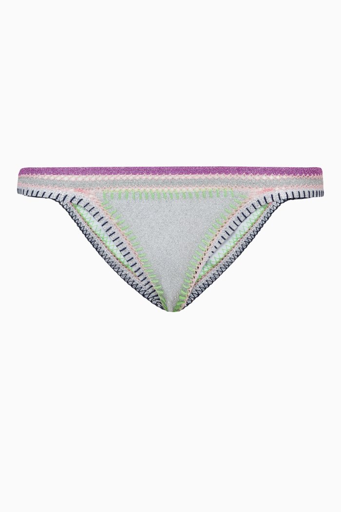 

Solar Glittery Reversible Bikini Bottom, Silver