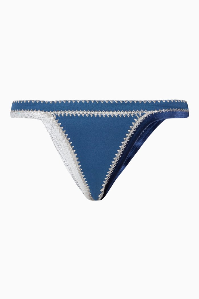 

Minuit Reversible Bikini Bottom in Stretch Nylon, Blue
