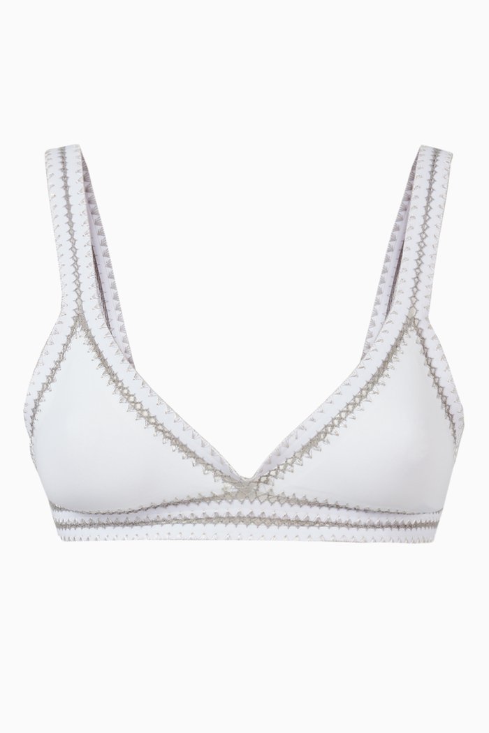 

Cap Ferrat Tri-Star Reversible Bikini Top in Nylon, White