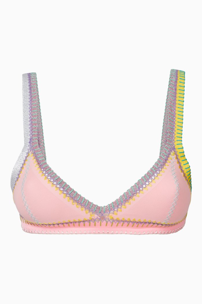 

Aurora Tri-Star Reversible Bikini Top in Stretch Nylon, Pink