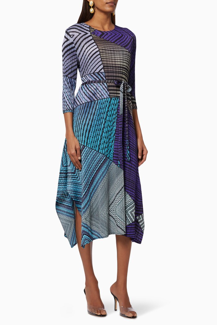 

Nerrisa Asymmetric Dress with Belt, Blue