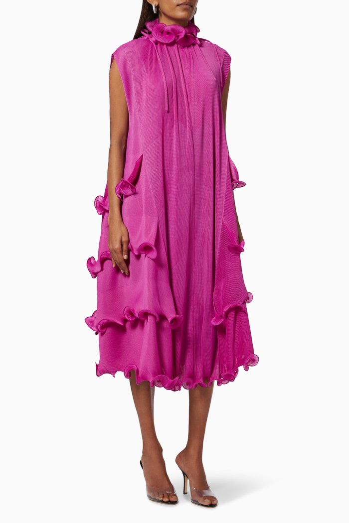 

Ruffle Pleated Dress, Pink