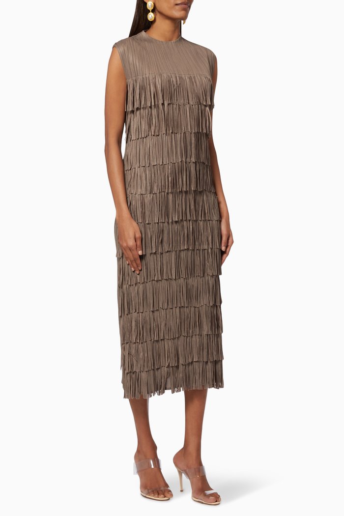 

Tiered Fringe Dress, Gold
