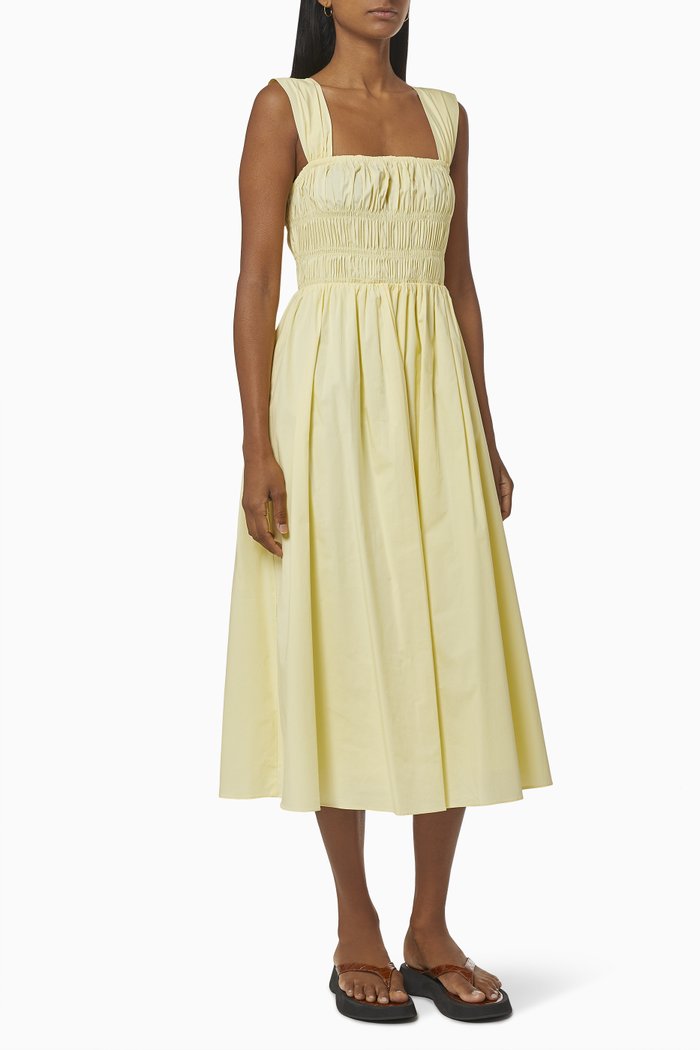 

Ida Dress in Cotton Poplin, Yellow