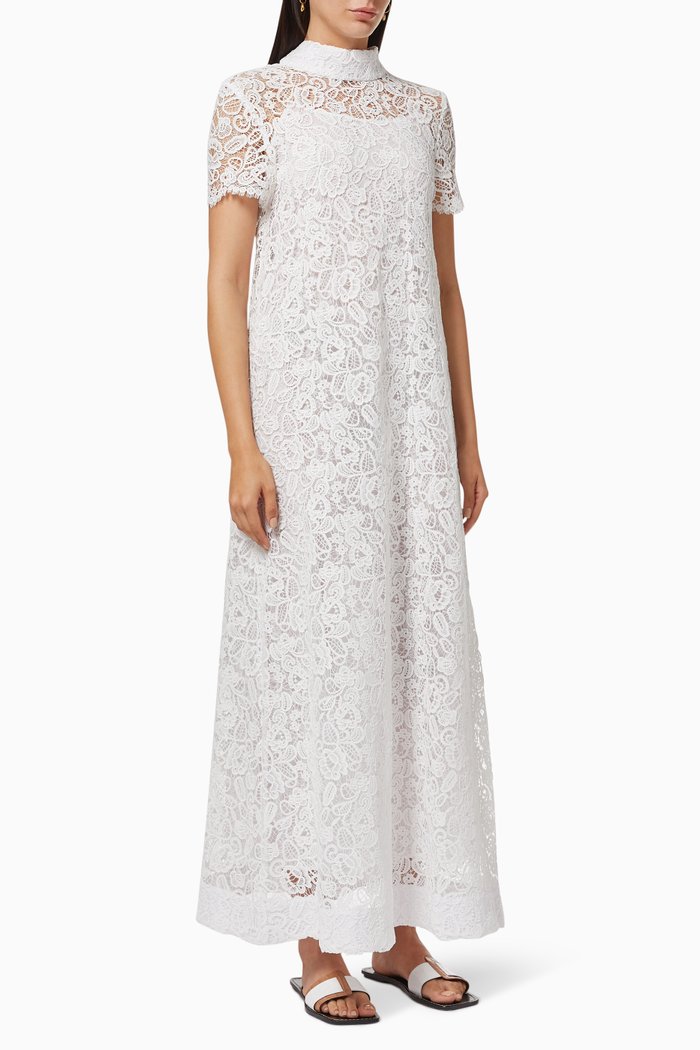 

Doris Maxi Dress in Corded Lace, White