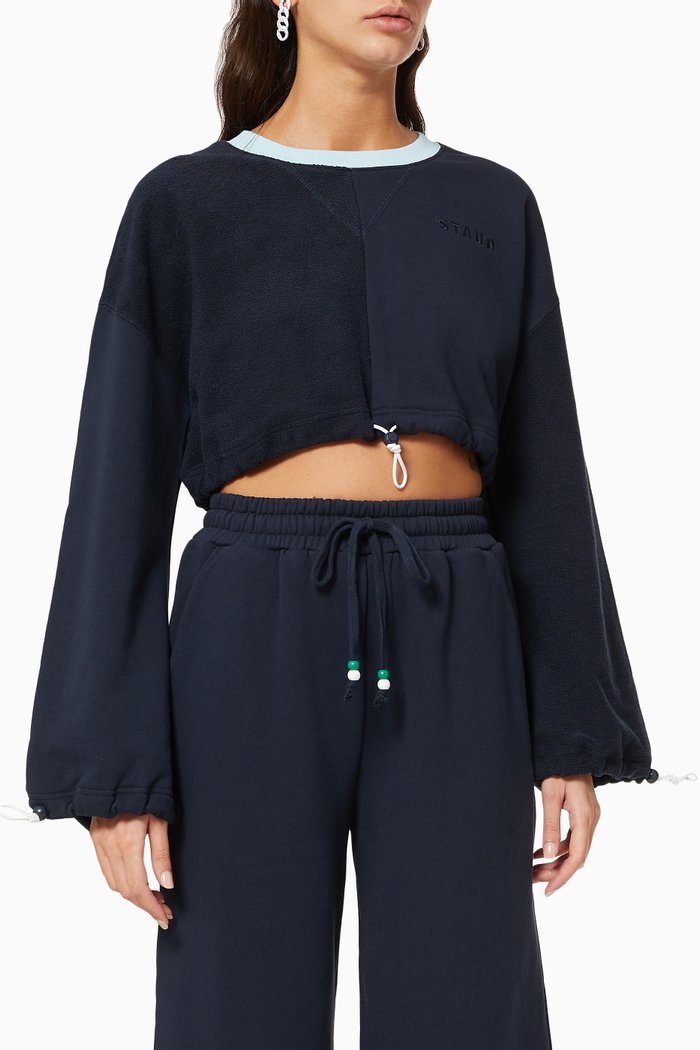 

Cropped Bungee Sweatshirt in Cotton, Blue