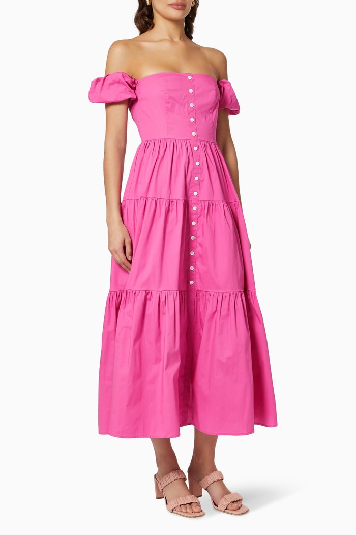 

Elio Off-shoulder Dress in Cotton Poplin, Pink