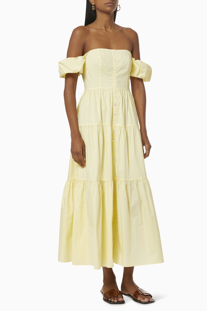 

Elio Off-shoulder Dress in Cotton Poplin, Yellow