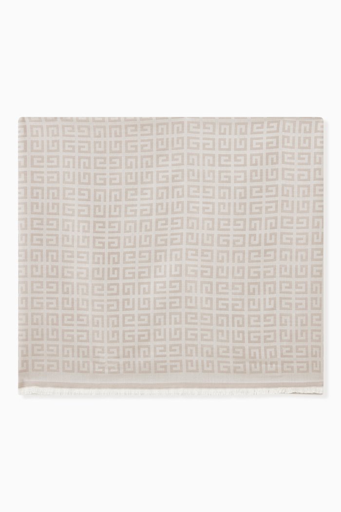 4G Jacquard Scarf in Silk, White