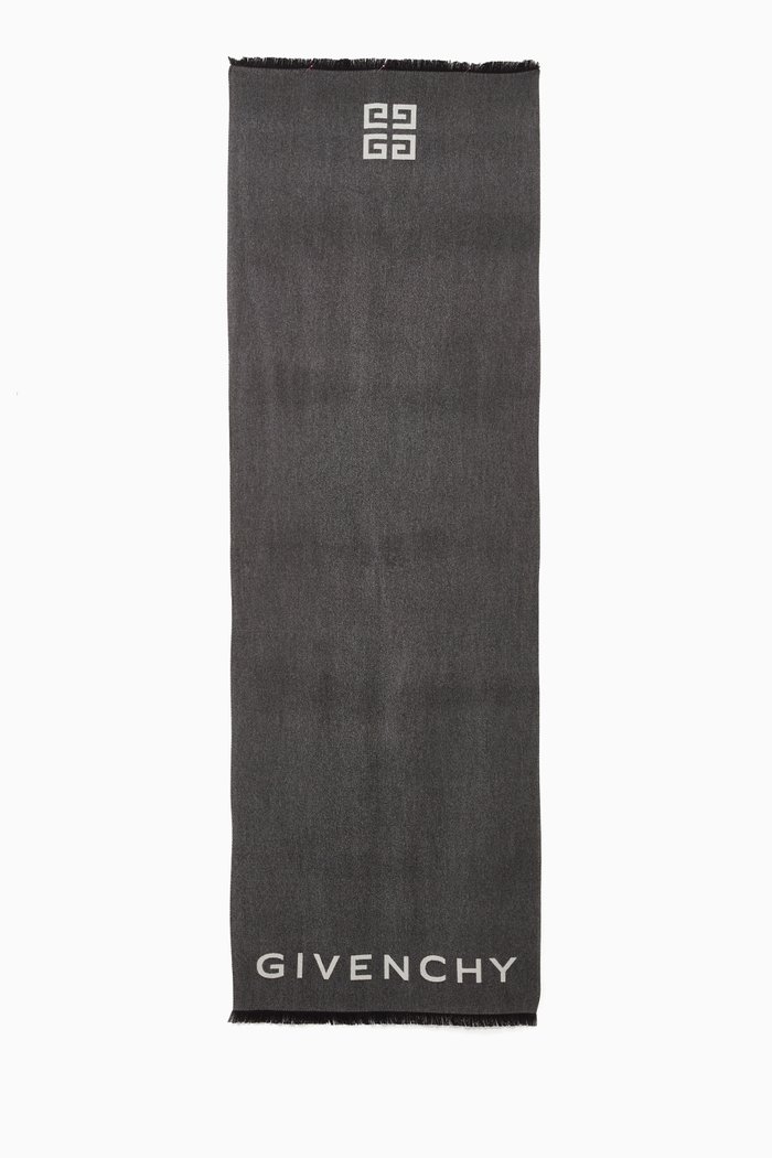 

4G Logo Jacquard Scarf in Cashmere, Black