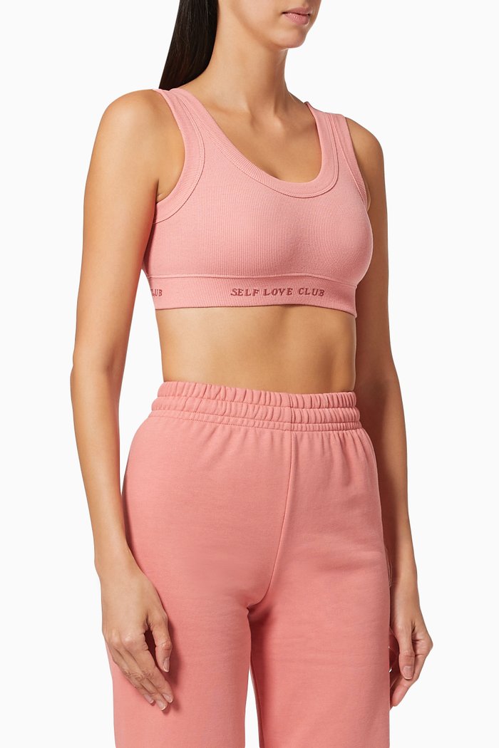 

Self Love Club Crop Top in Stretch Cotton, Pink