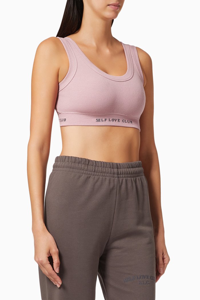 Self Love Club Crop Top in Stretch Cotton, Purple