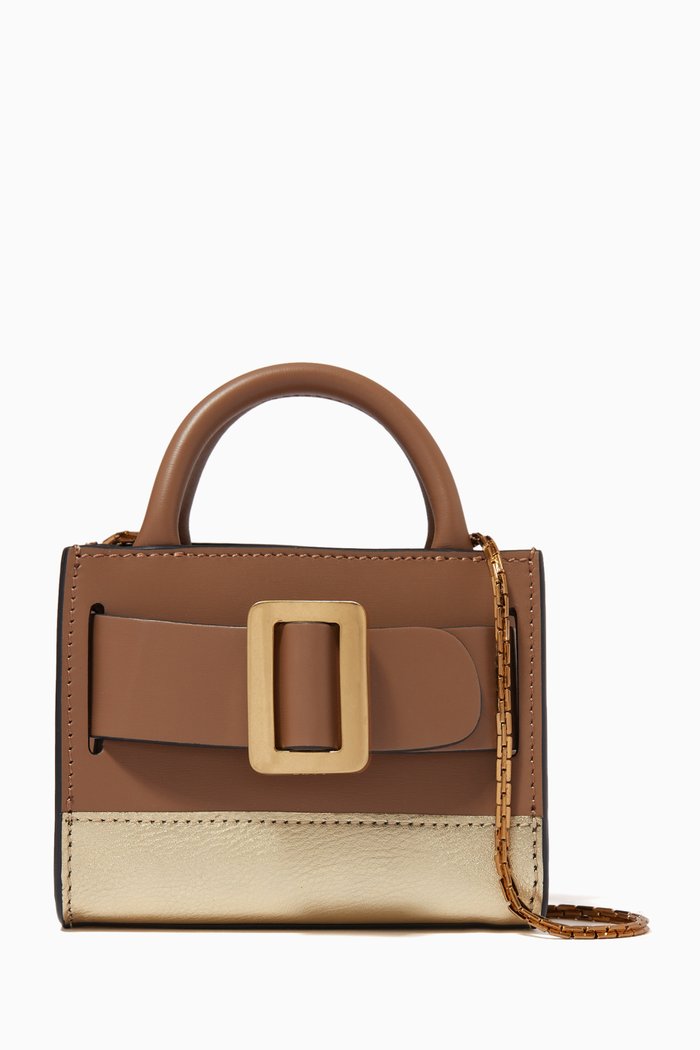 

x Ounass Capsule Bobby Surreal Mini Tote Bag in Calf Leather, Brown