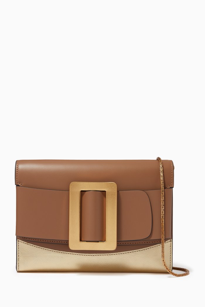 

x Ounass Capsule Buckle Travel Case in Calf Leather, Brown