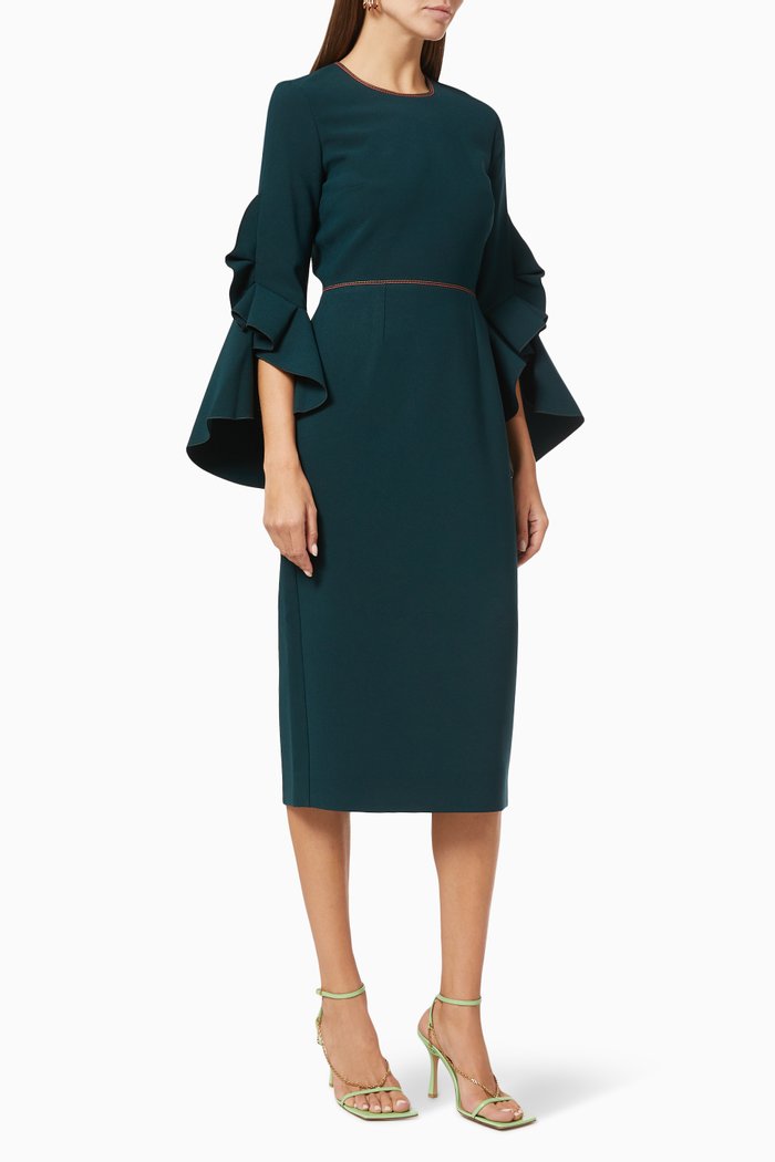 

Camellia Midi Dress in Crepe, Blue