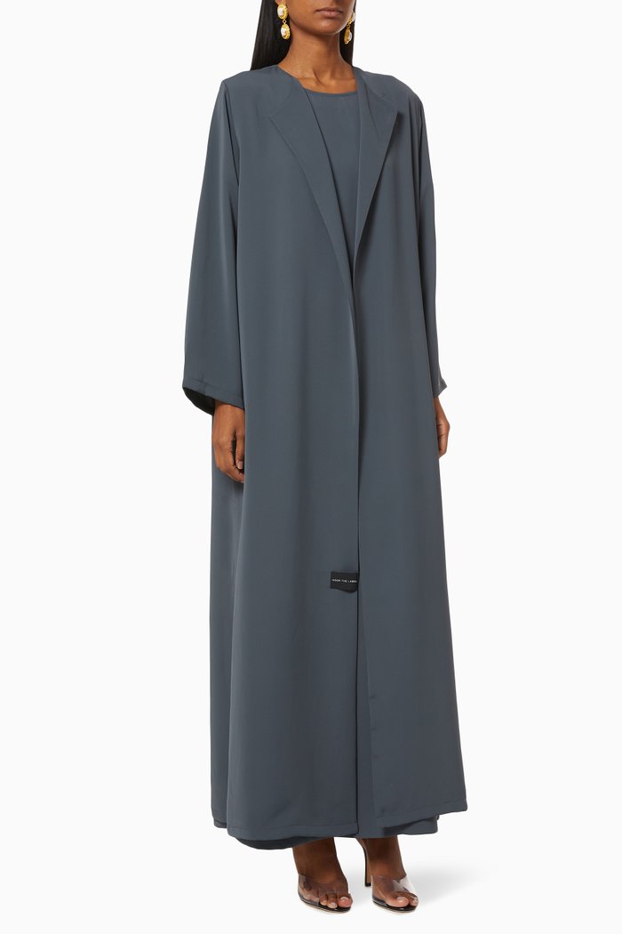 

Collared Abaya Set, Grey