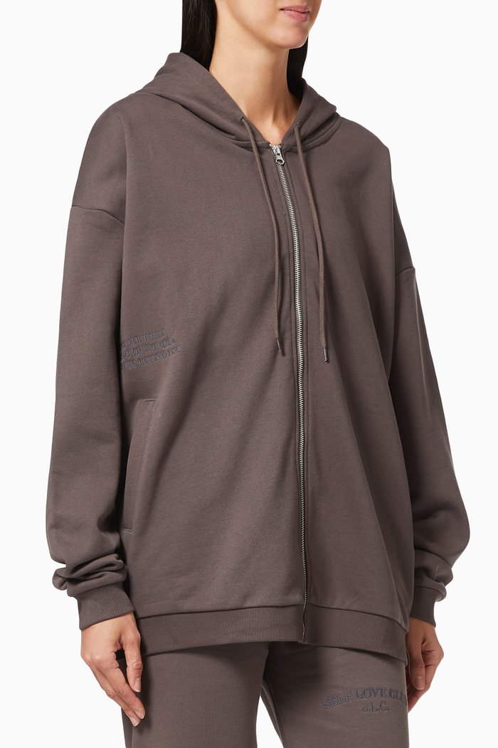 

Self Love Club Zip Hoodie in Cotton Terry, Grey