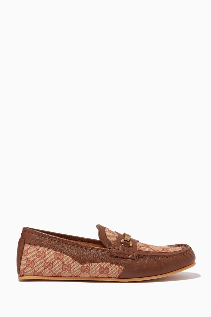 

Loafer with Interlocking G Horsebit in Original GG Canvas, Brown