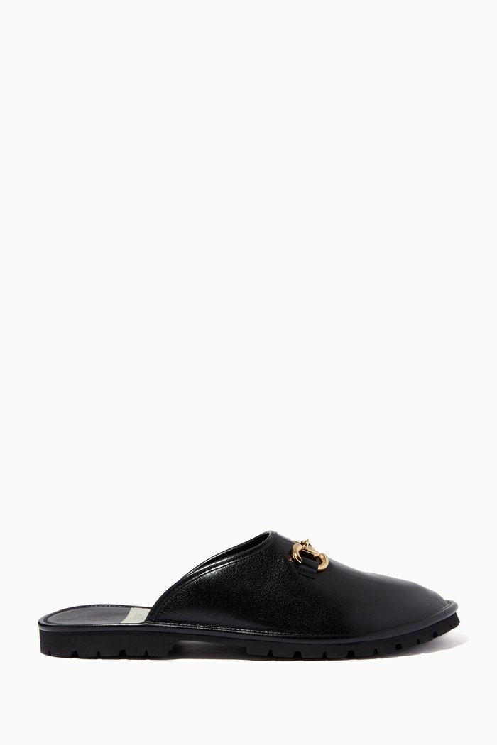 

Horsebit Slippers in Leather, Black