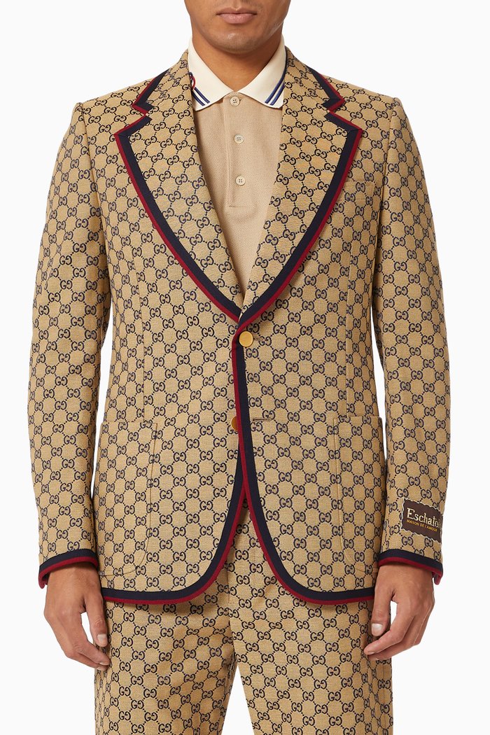 

Single Breasted Jacket in GG Canvas, Neutral