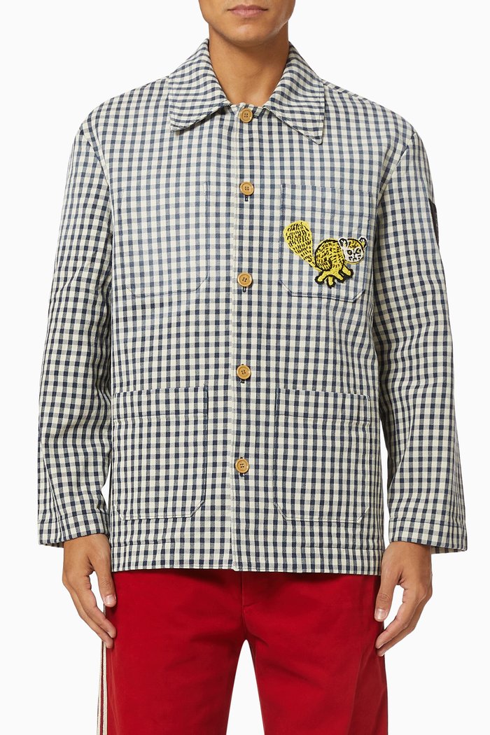 

x Freya Hartas Gingham Jacket in Cotton, Grey