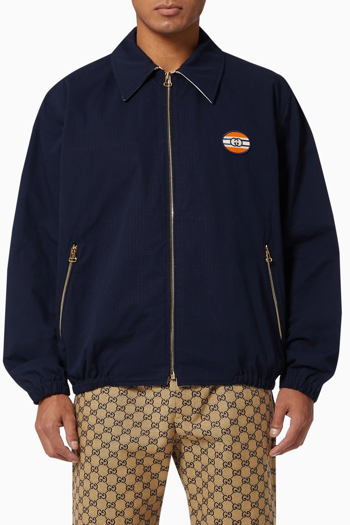 

Vintage Logo Jacket in Cotton Nylon Ripstop, Blue