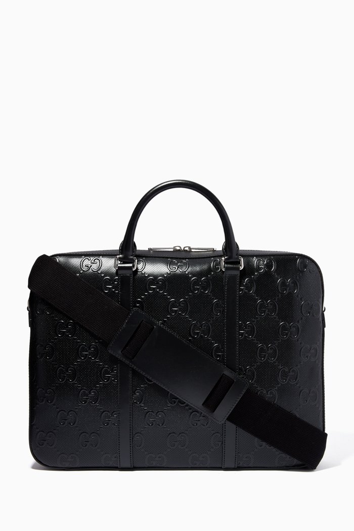 

Briefcase in GG Embossed Leather, Black