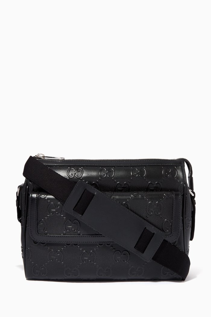 

Messenger Bag in GG Embossed Leather, Black