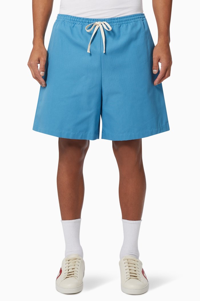 x Freya Hartas 'Ciel De Nuit' Embroidery Shorts in Cotton Canvas, Blue